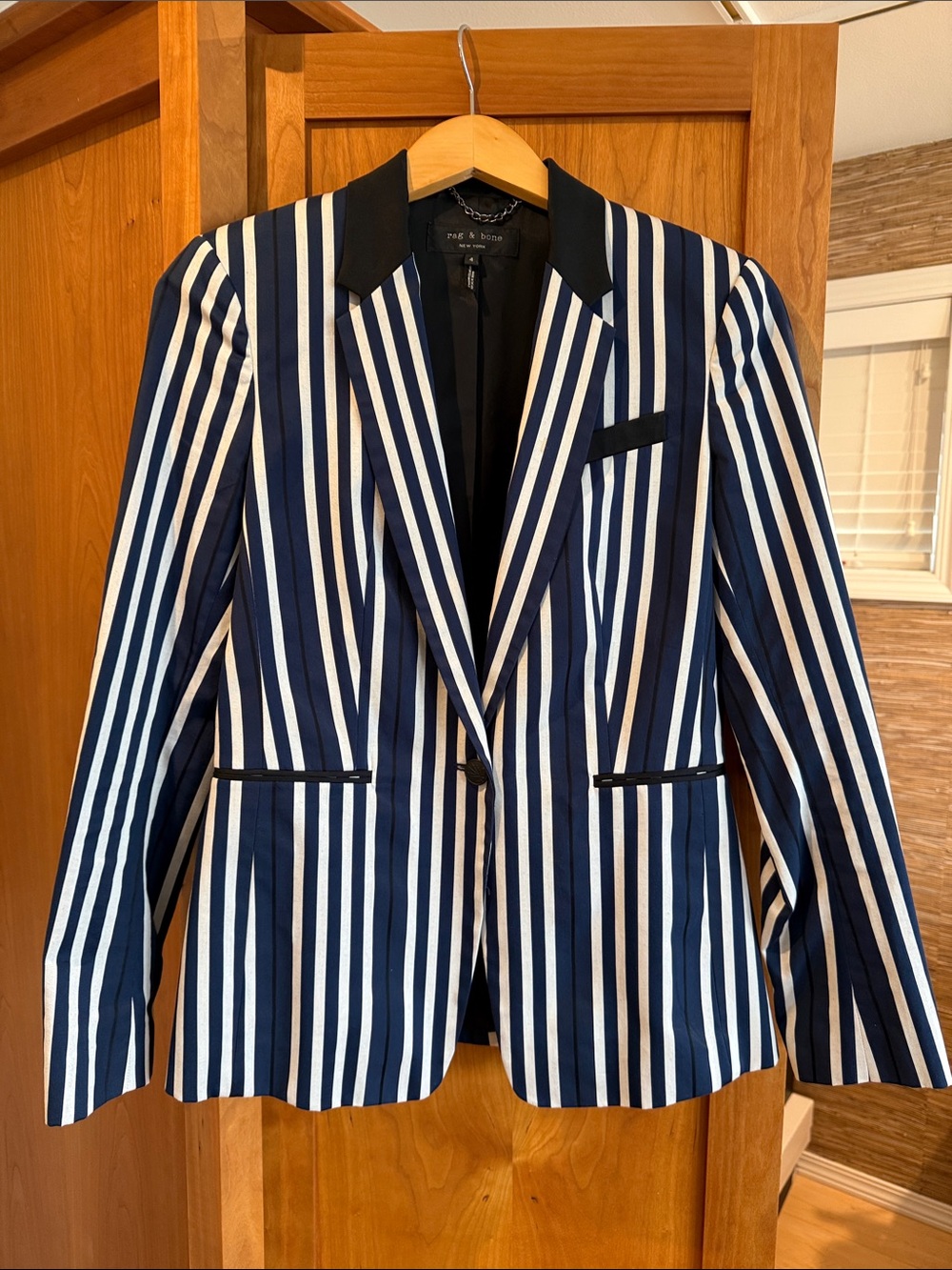 rag & bone Black Lined Jacket Interior with Chain Hanger